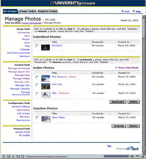 Managing photos 2. From the course schedule, click the course name whose homepage you want to access.