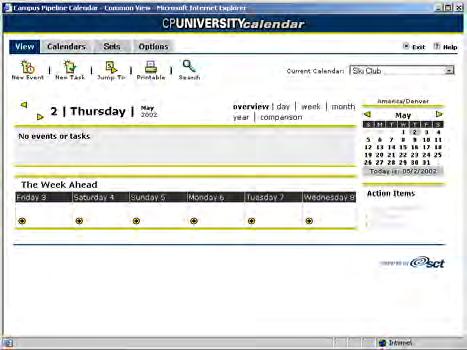 Managing the group or course calendar Notice that the Current Calendar drop-down lists the calendar. As a system user, you may have any number of calendars related to other groups and to your courses.