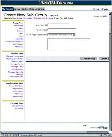 Managing sub-groups z From the Configuration Tools menu, locate and click Sub-Groups.