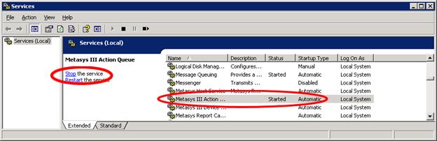 Figure 46: Services 4. Select Metasys III Device Manager.