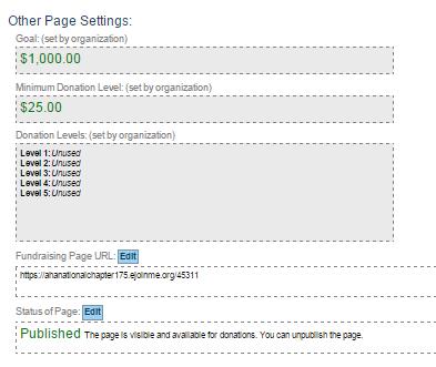 You can also edit your personal fundraising goal and your fundraising page URL, for easy sharing.