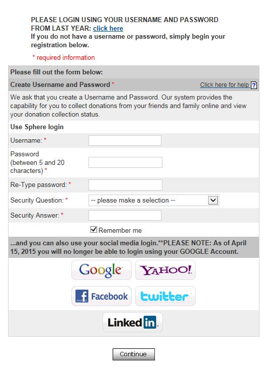 Create a username and password by filling in the form.