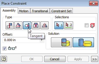 In the Place Constraint dialog box, set the constraint