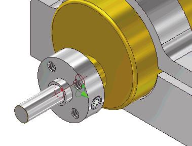 Click on the flat end surface of the Hub Screw part as the second part selection