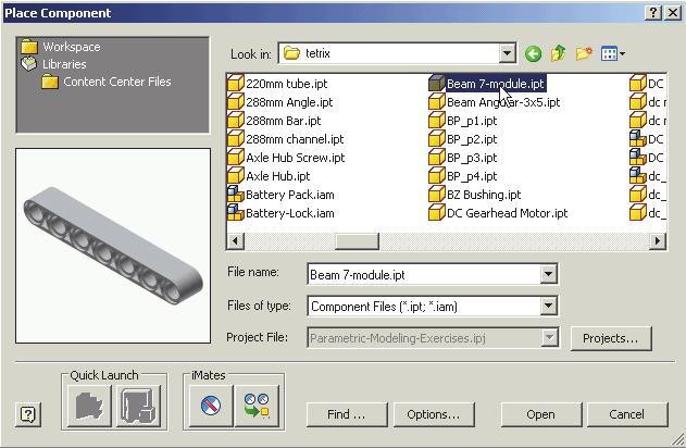 Select the Beam 7-Module part in the list window.