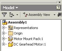 Select the DC Gearhead Motor design in the list window. Click on the Open button to retrieve the model. 3.