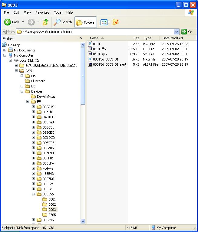 Figure 5 In Windows Explorer files and folders appear with thier coded names Note that since EDDL files are compressed text, not software, they are copied like documents, not installed like software