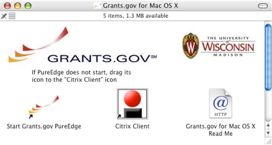 LAUNCHING THE VIEWER AFTER INSTALLATION 1. To start Grants.gov using PureEdge for Mac, open the Grants.