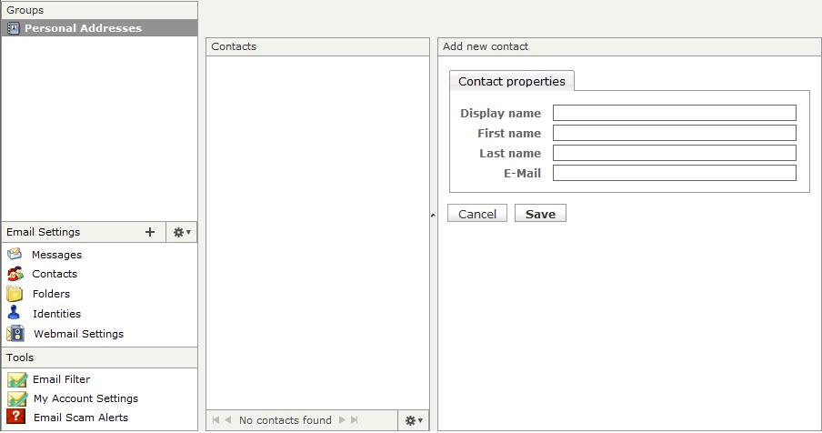 To add you contact, fill out the Contact properties information and click Save.