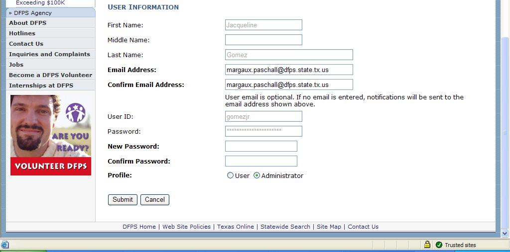 com) Confirm Email Address: Re-enter the Email Address or Webmail com) New Password: Enter the New Password.