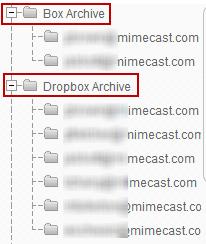 com is used for Dropbox, while boxnet_archiving@yourdomain.com is used for Box.net. The subject of the email will be: "the file name" archived from Box/Dropbox.