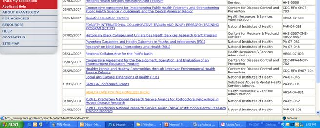 Type [oral health] into the search field. This search returned 900+ opportunities. If you look at the titles, some contain the full search term oral health. Others contain oral and others health.