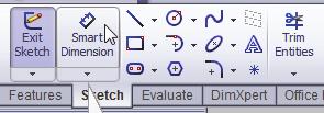 Select the Smart Dimension command by clicking once with the left-mousebutton on the icon in the Sketch toolbar. 8.