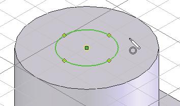 Sketch a circle of arbitrary size inside the top face of the cylinder by left-clicking as shown. 6. Draw Circle 7.