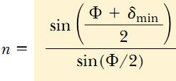 shown in the Figure. Obtain an expression for the index of refraction of the prism material.