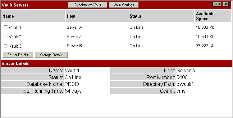9.7 Document Server Template 9.7.1 Presentation This instrument allows the administrator query the vault and replication servers and to execute a small set of vault functions.