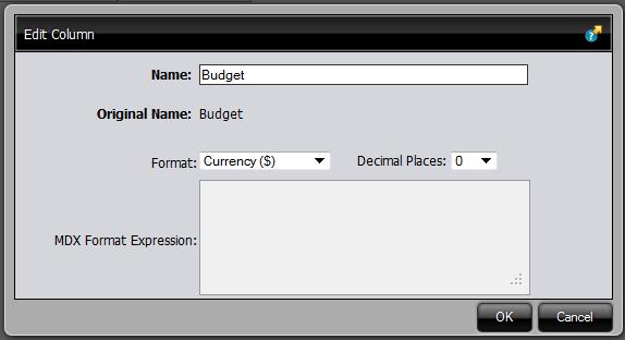 Select Column Name and Format. The Edit Column dialogue box appears. 6.