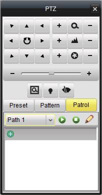 Click the button to enter the PTZ patrol path setup panel. 2. Select a track number from the list.