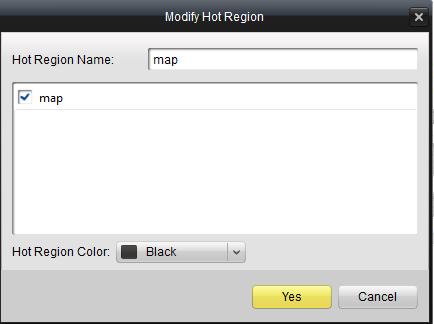 In the message box, select the map you want to add as a hot region. And you can also select the color of the map icon. 3.