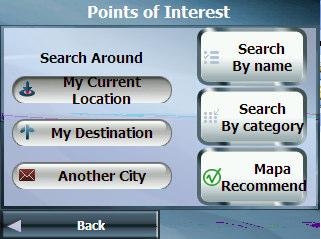 Selecting "Points of Interest" from "Go To" menu enables defining a Point