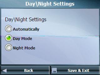 Note: When the automatic mode is selected, the software will automatically change between day and night display colors.
