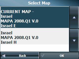 This menu enables defining the following settings. a. Selecting "Select Map" from the "Map Manager Menu" enables selecting a map.