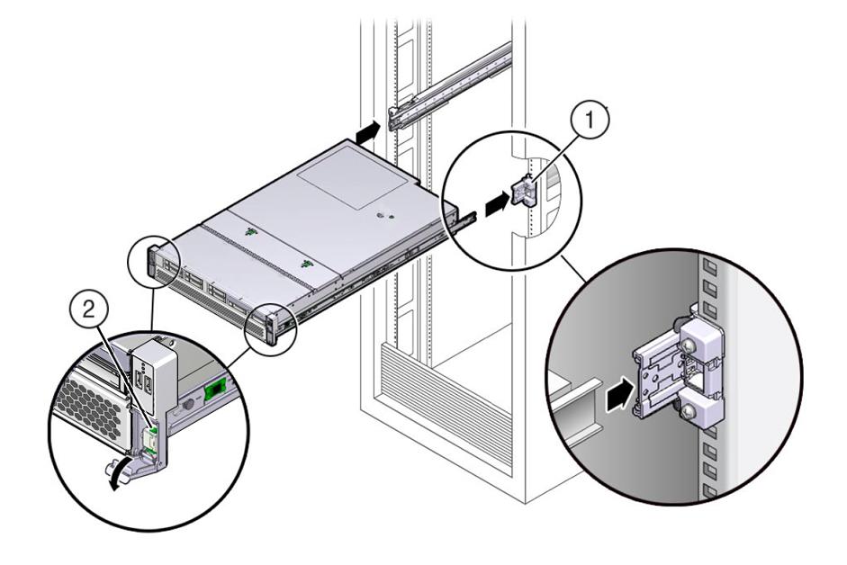 Install the Server Into the Slide Rail Assemblies 4. 5.