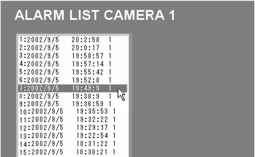 PLAYING BACK AND SAVING ALARM IMAGES When alarm information is recorded by the image server, the system s alarm detection check buttons change to orange and the camera number is displayed. (p.