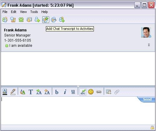 Figure 73. Adding a Chat Transcript to Activities 14.