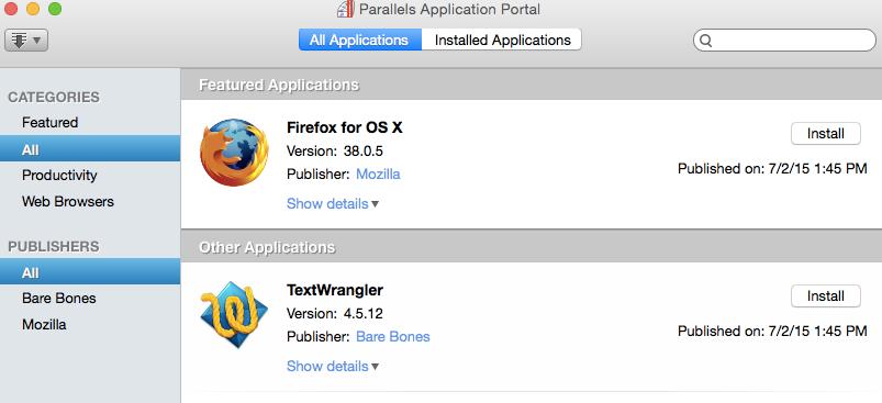 To start Parallels Application Portal on a Mac, navigate to Finder > Applications and double-click Parallels Application Portal.