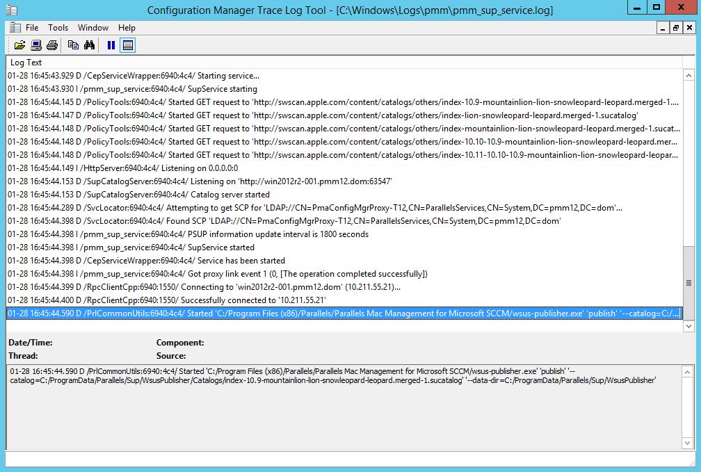 %Windir%\Logs\pmm\pmm_sup_service.log file. Configuring Synchronization of SCCM with WSUS You now need to synchronize SCCM with WSUS. The steps described here must be performed only once.