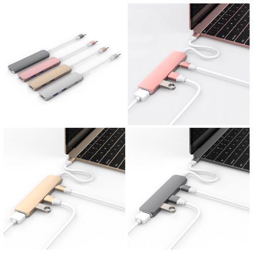 USB Type-C Hub with 4K HDMI Turns a single USB Type-C port into 4 ports (HDMI, 2 x USB 3.0, USB Type- C with Power Delivery).