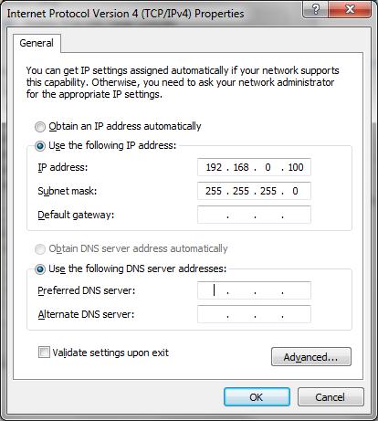 Getting Started To access the Pro Range Configuration Interface, perform the following steps: 1. Configure the Ethernet adapter on your computer with a static IP address on the 192.168.