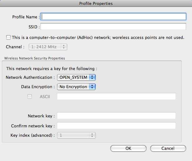 3.3.1. Profile Properties When adding a profile you are required to enter a profile name and SSID as well as configure the network type and encryption/authentication settings.