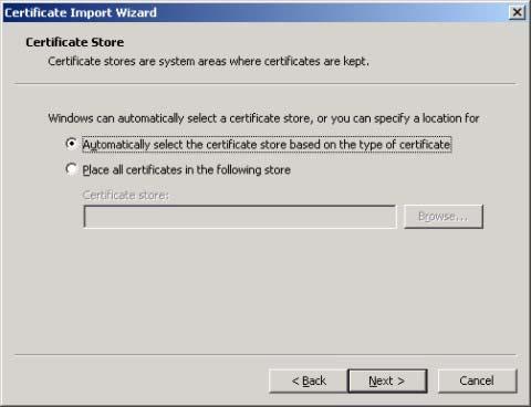 on your computer or select Place all certificates in the following