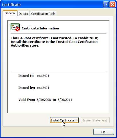 Appendix A Importing Certificates 4 In the Certificate dialog box, click Install