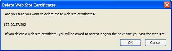 4 In the Delete Web Site Certificates dialog box, click OK.