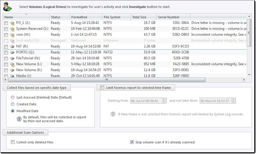 Advanced tools 128 Figure 71: Scan volumes dialog Date type Additional drives can be selected to be scanned on the Logical Drives list. These will be scanned simultaneously.