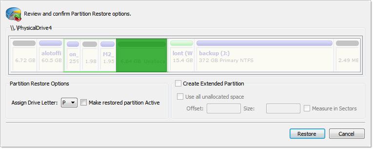 Using Active@ UNDELETE 33 You cannot create an extended partition on a disk if it already has four primary partitions. Restore partition 1.