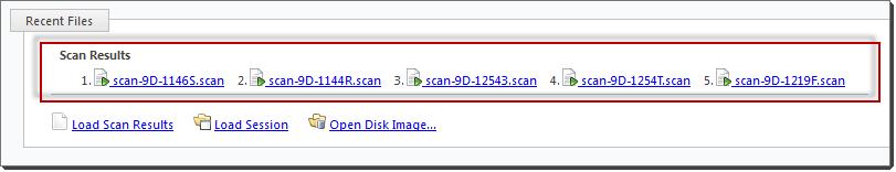 Using Active@ UNDELETE 35 From the File menu, click Open > Scan Result Right-click the logical drive node and click Load Scan Result from the context menu.