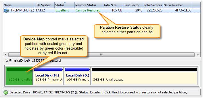 Active@ UNDELETE wizards overview 82 5. Confirm Partition Recovery Review and confirm the partition recovery and click the Restore button to restore the selected partition.