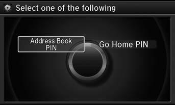 Personal Information PIN Numbers PIN Numbers System Setup H SETTINGS button Navi Settings Personal Info PIN Number Set a four-digit PIN for protecting personal addresses and your home address.