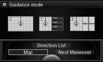 102 Press the NAV button to switch between the map, next guidance direction, and a list of guidance directions.