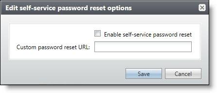 Self-service Password Reset When you request to turn on forms authentication, the Self-service password reset task appears under Configuration.