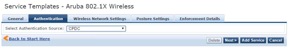 1X Wireless will be appended to the name prefix. 4. Click Next >. The Authentication tab (Figure 50) opens. Aruba 802.