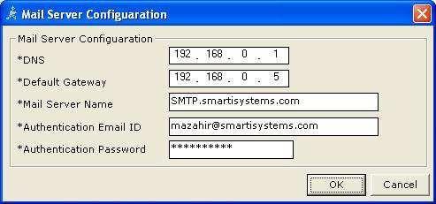 Mail Server Configuration: This is to configure the mail server for sending the email on selective events.