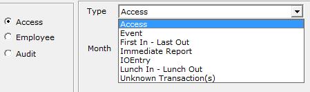 access: The Access type report shows the swipes of the employees, which are
