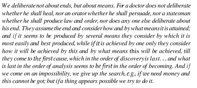 Theory of means-ends analysis [Aristotle The nature of