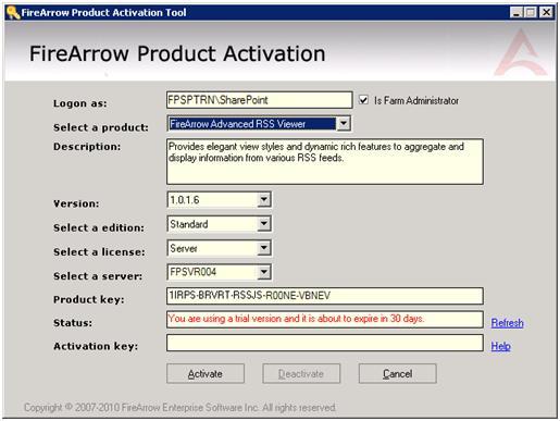 Once you get the Activation Key, enter it into the Activation Key field, and click Activate