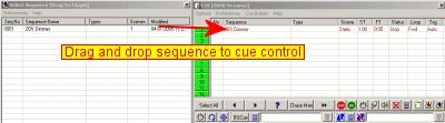 Click View Cue Control on the Cue toolbar. 3. Drag the "20% dimmer" sequence to position 1 in the cue.